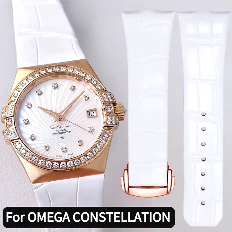 Omega Watch Constellation - Skórzany pasek do zegarka damski, zakrzywiony,